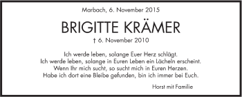 Traueranzeige von Brigitte Krämer von Marbacher Zeitung