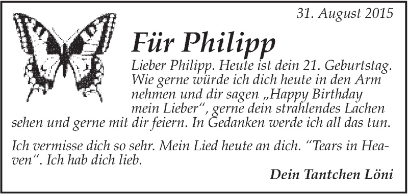  Traueranzeige für Philipp Dommershausen vom 31.08.2015 aus Marbacher Zeitung