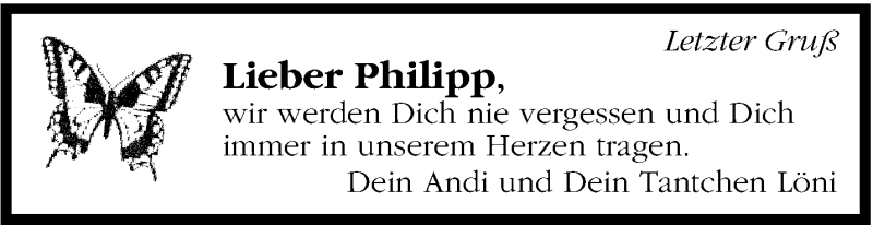  Traueranzeige für Philipp  vom 20.03.2014 aus Marbacher Zeitung