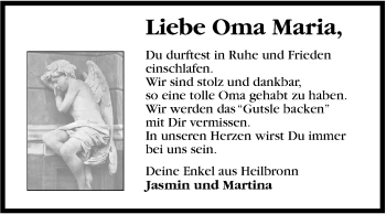 Traueranzeige von Maria Buchstab von Marbacher Zeitung