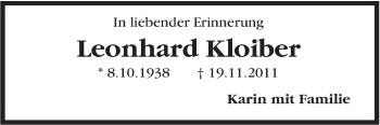 Traueranzeige von Leonhard Kloiber von Marbacher Zeitung