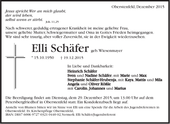 Traueranzeige von Elli Schäfer von Marbacher Zeitung