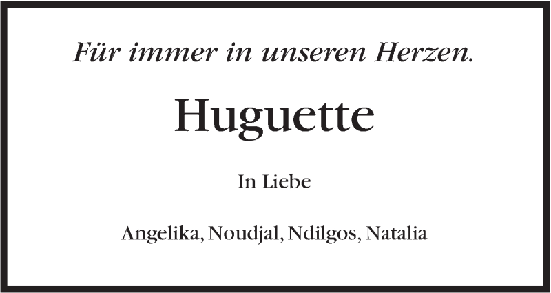  Traueranzeige für Huguette  vom 23.03.2016 aus Marbacher Zeitung