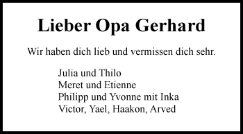 Traueranzeige von Gerhard  von Marbacher Zeitung