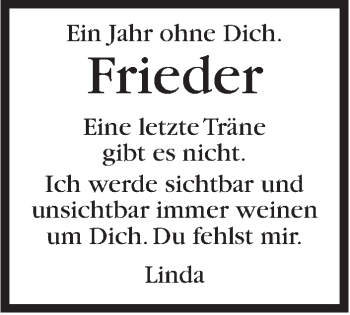 Traueranzeige von Frieder  von Marbacher Zeitung