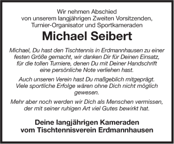 Traueranzeige von Michael Seibert von Marbacher Zeitung