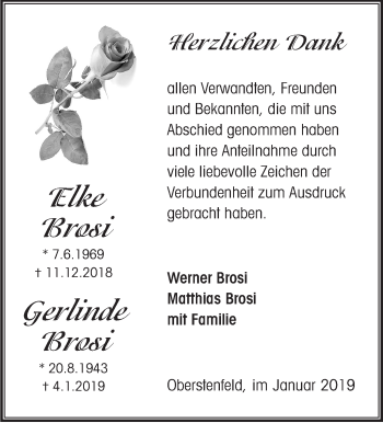 Traueranzeige von Elke und Gerlinde Brosi von Marbacher Zeitung