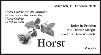 Traueranzeige von Horst  von Marbacher Zeitung
