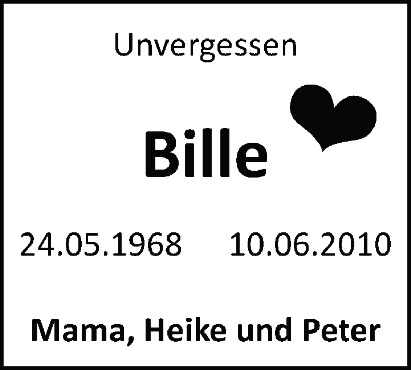  Traueranzeige für Bille  vom 10.06.2020 aus Marbacher Zeitung