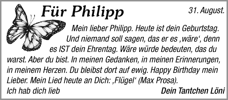 Traueranzeige für Philipp  vom 31.08.2021 aus Marbacher Zeitung