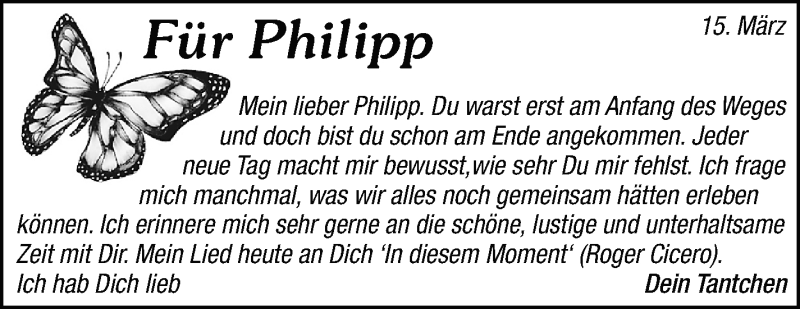  Traueranzeige für Philipp  vom 15.03.2022 aus Marbacher Zeitung