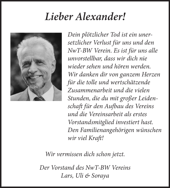 Traueranzeige von Alexander  von Marbacher Zeitung