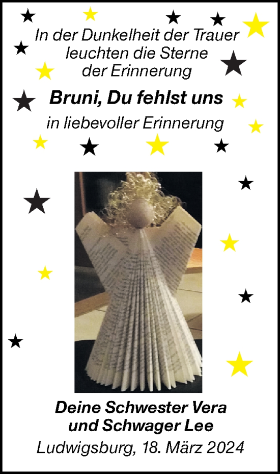 Traueranzeige von Brunhilde Lutz von Marbacher Zeitung