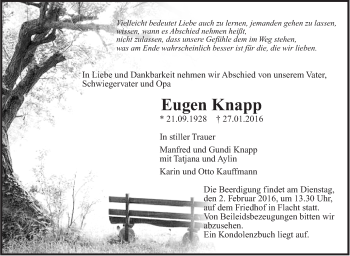 Traueranzeige von Eugen Knapp von Leonberger Kreiszeitung