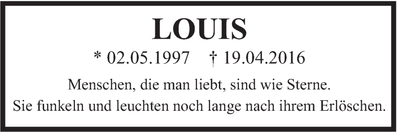  Traueranzeige für Louis Hasenmaier vom 19.04.2018 aus Leonberger Kreiszeitung / Strohgäu Extra