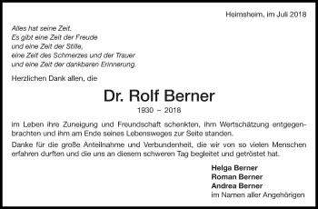 Traueranzeige von Rolf Brenner von Leonberger Kreiszeitung / Strohgäu Extra