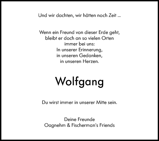 Traueranzeige von Wolfgang  von Leonberger Kreiszeitung / Strohgäu Extra