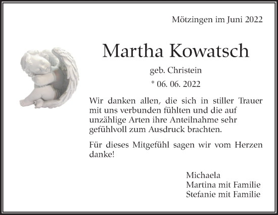 Traueranzeige von Martha Kowatsch von Leonberger Kreiszeitung / Strohgäu Extra