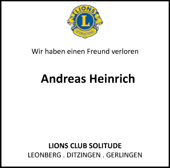 Traueranzeige von Andreas Heinrich von Leonberger Kreiszeitung / Strohgäu Extra