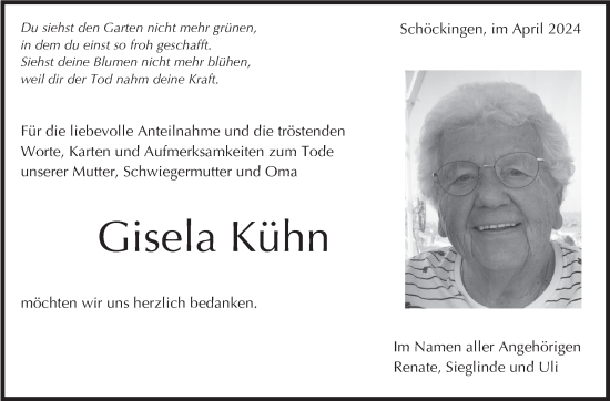 Traueranzeige von Gisela Kühn von Leonberger Kreiszeitung / Strohgäu Extra