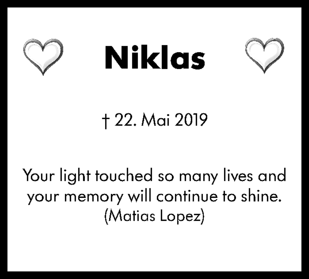  Traueranzeige für Niklas Beestermöller vom 22.05.2024 aus Leonberger Kreiszeitung / Strohgäu Extra