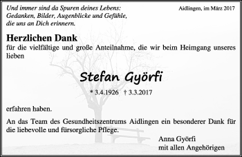 Traueranzeige von Stefan Györei von Kreiszeitung Böblinger Bote