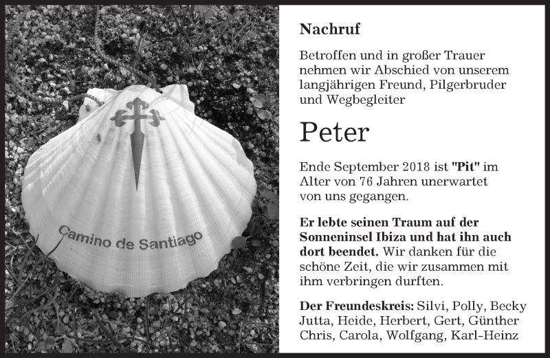  Traueranzeige für Peter  vom 05.10.2018 aus Kreiszeitung Böblinger Bote