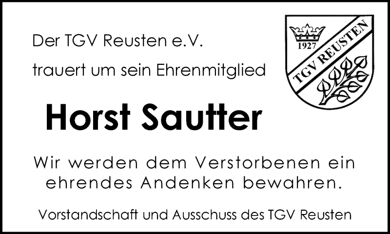  Traueranzeige für Horst Sautter vom 15.11.2018 aus Kreiszeitung Böblinger Bote