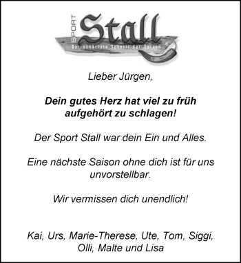 Traueranzeige von Jürgen  von Kreiszeitung Böblinger Bote