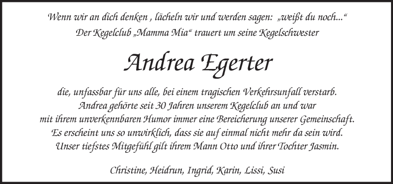  Traueranzeige für Andrea Egerter vom 12.07.2019 aus Kreiszeitung Böblinger Bote