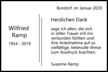 Traueranzeige von Wilfried Ramp von Kreiszeitung Böblinger Bote