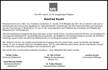 Traueranzeige von Manfred Ruckh von Kreiszeitung Böblinger Bote