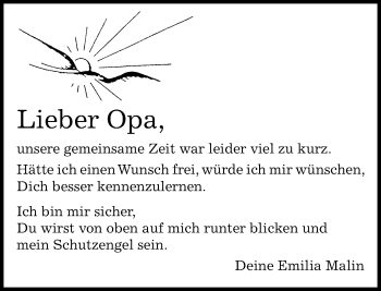 Traueranzeige von Opa  von Kreiszeitung Böblinger Bote