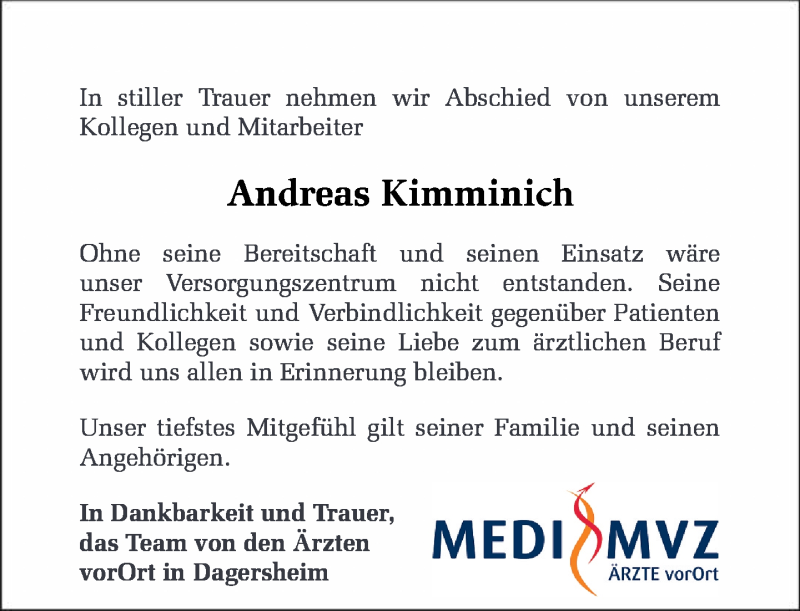  Traueranzeige für Andreas Kimminich vom 21.04.2021 aus Kreiszeitung Böblinger Bote