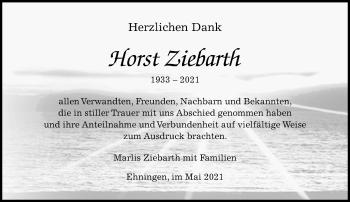 Traueranzeige von Horst Ziebarth von Kreiszeitung Böblinger Bote