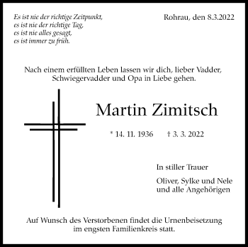 Traueranzeige von Martin Zimitsch von Kreiszeitung Böblinger Bote