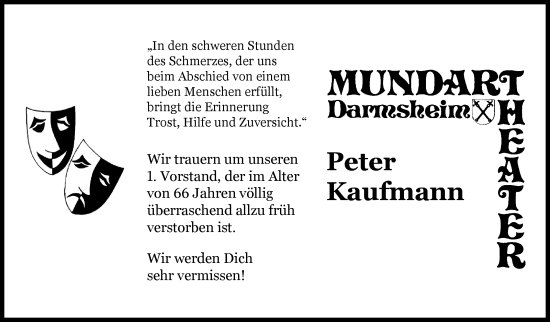 Traueranzeige von Peter Kaufmann von Kreiszeitung Böblinger Bote
