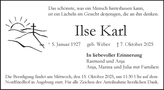Traueranzeige von Ilse Karl von Eßlinger Zeitung