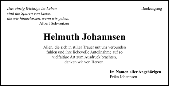 Traueranzeige von Helmuth Johannsen von Eßlinger Zeitung