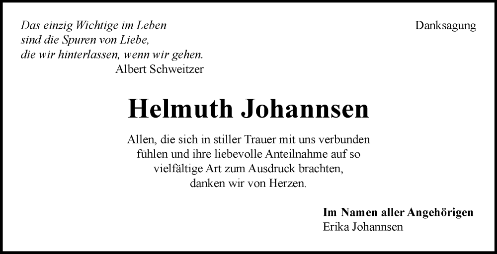  Traueranzeige für Helmuth Johannsen vom 27.11.2025 aus Eßlinger Zeitung