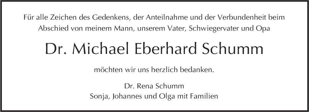  Traueranzeige für Michael Eberhard Schumm vom 12.11.2025 aus Stuttgarter Zeitung / Stuttgarter Nachrichten