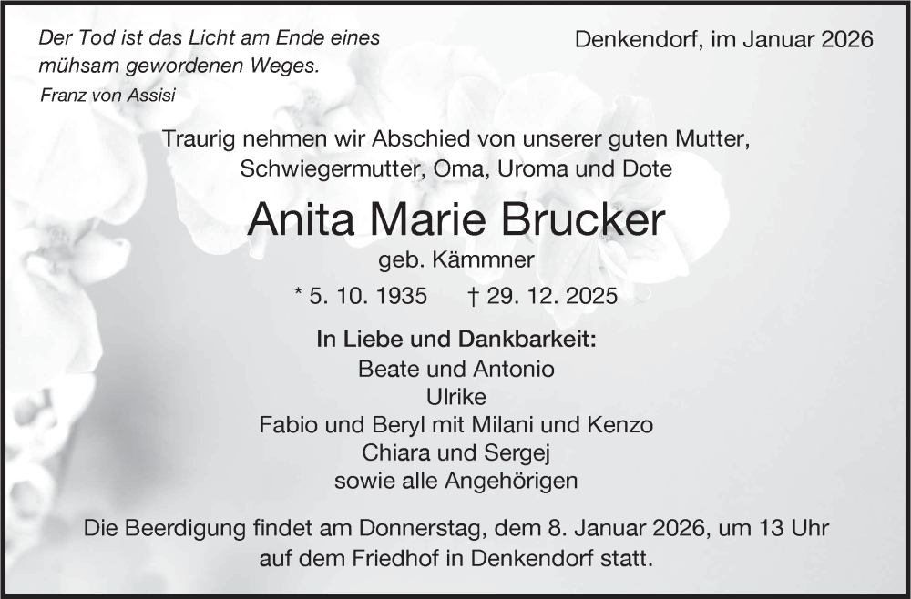  Traueranzeige für Anita Marie Brucker vom 05.01.2026 aus Eßlinger Zeitung