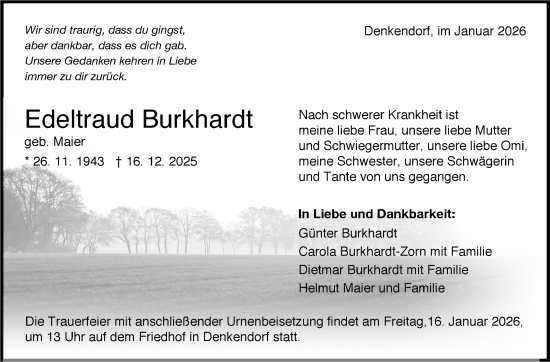 Traueranzeige von Edeltraud Burkhardt von Eßlinger Zeitung