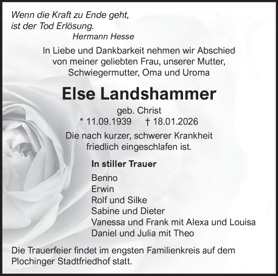 Traueranzeige von Else Landshammer von Eßlinger Zeitung