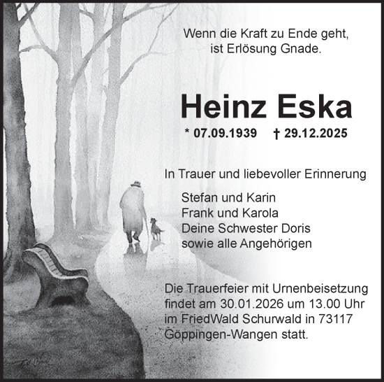 Traueranzeige von Heinz Eska von Eßlinger Zeitung