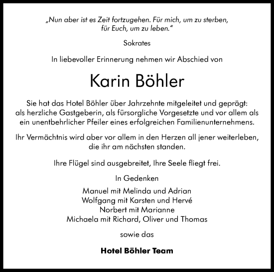 Traueranzeige von Karin Böhler von Kreiszeitung Böblinger Bote