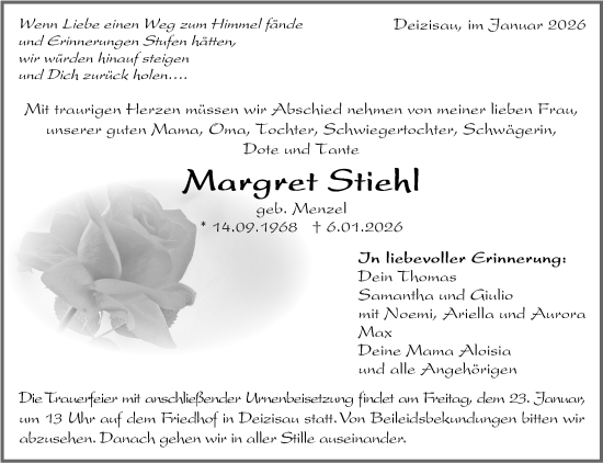 Traueranzeige von Margret Stiehl von Eßlinger Zeitung