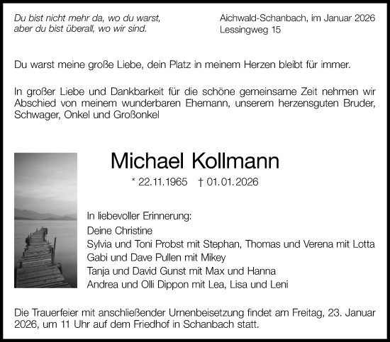 Traueranzeige von Michael Kollmann von Eßlinger Zeitung