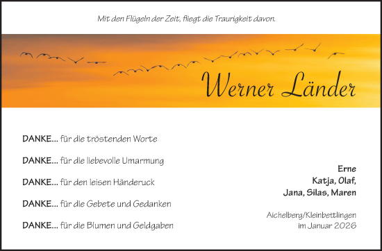 Traueranzeige von Werner Länder von Eßlinger Zeitung
