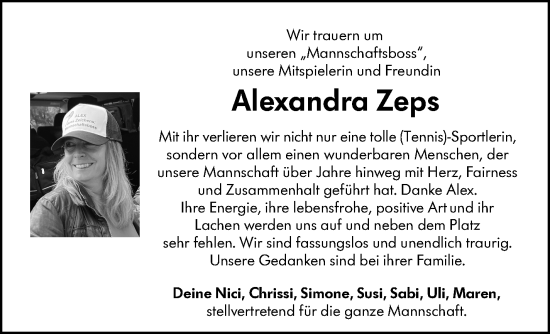 Traueranzeige von Alexandra Zeps von Eßlinger Zeitung